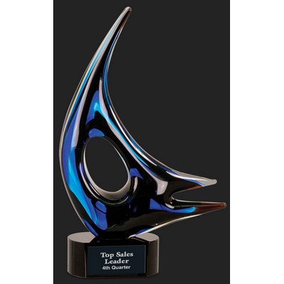 Blue Sails Art Glass Award - 14 1/4'' H