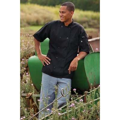 Unisex Black Short Sleeve Moisture Control Chef's Coat (4XL-6XL)