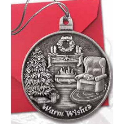 Full Size Stock Design Pewter Ornament Warm Wishes