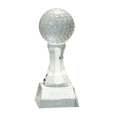 Crystal Golf Ball on Clear Pedestal Base (6")