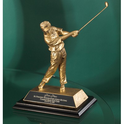 Antique Gold Resin Male Golfer