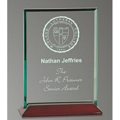 Jade Glass Rectangle Award w/Piano Finish Base (6"x8")