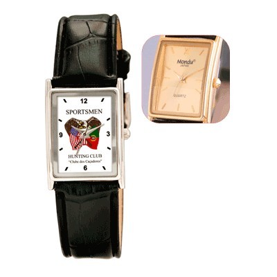 Unisex Watch w/ Padded Stitch Leatherette Strap