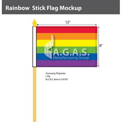 Rainbow Stick Flag 8"X12"