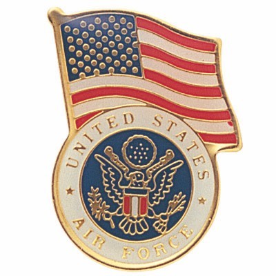 1-1/8" U.S. Air Force & American Flag Etched Enameled Pin