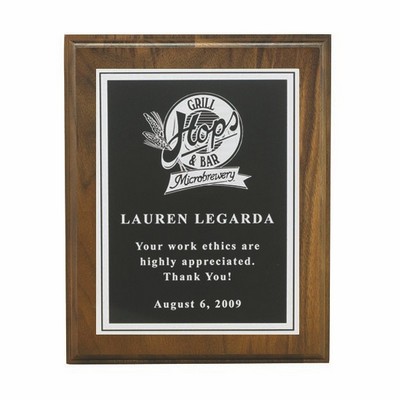 Genuine Walnut Finish Plaque w/Screened Brass Plate (8"x10")