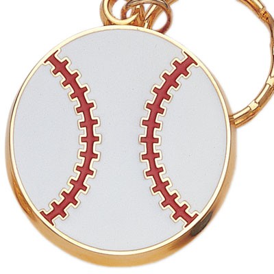 1¾" Baseball Enameled Keyring