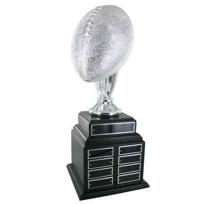 20" Silver Football Perpetual Trophy w/32 Plates