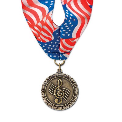 1-1/2" Music Cast MX Medal w/ Stock Millennium Neck Ribbon