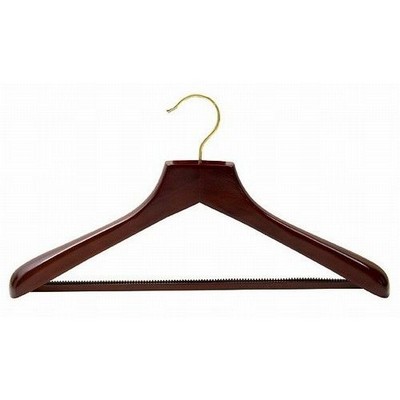 Contoured Deluxe Wooden Walnut Suit Hanger