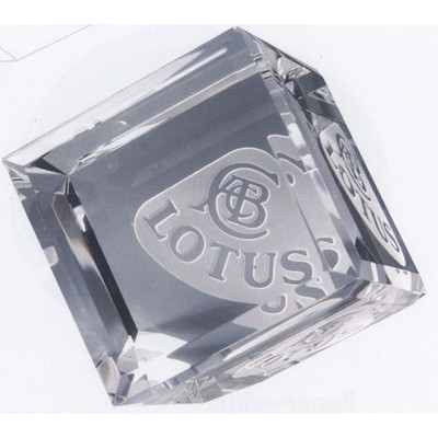 Clear Optical Crystal Standing Cube Paperweight (2¾"x2¾"x2¾")