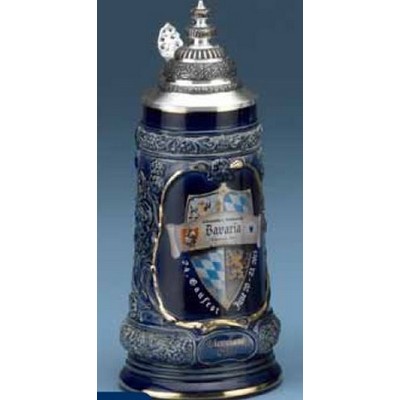 Blue Bavarian Stein Mug w/Conical Lid