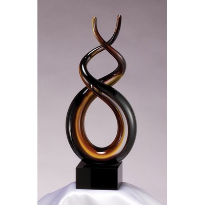 Brown & Black Twists and Turns Inspired Art Glass Award - 9 3/4'' H