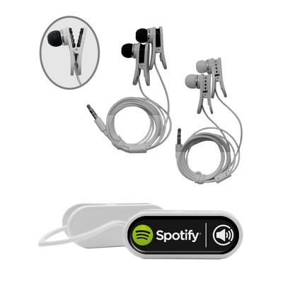 Union Printed Ear Buds With Clothing Clip - Full Color