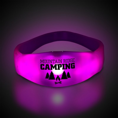 Sound Activated Pink Pad Printed LED Stretchy Bangle Bracelet