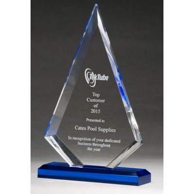 Arrow Series Clear Acrylic Award with Blue Highlight & Base