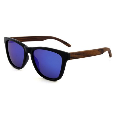 Ebony Wood Sunglasses - Black Frames & Mirrored Lenses