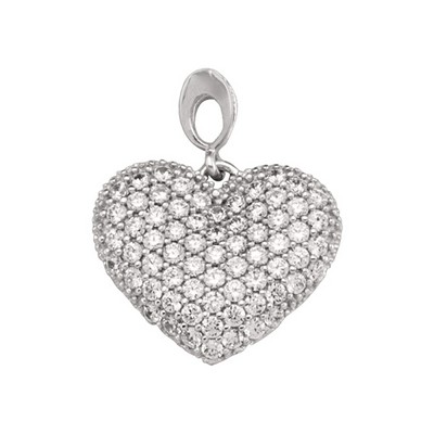 10K white gold fashion pendant - Heart