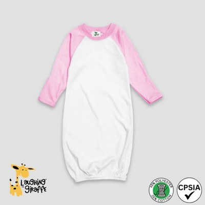 Baby Raglan Sleep Gown w/Mittens 65% Polyester 35% Cotton Blend - Laughing Giraffe®