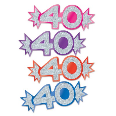 Mini Glittered Foil "40" Cutouts