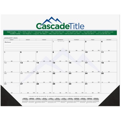 Black Calendar Desk Pad w/Two Color Imprint & 13 Sheets (21¾" x 17")