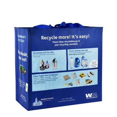 Custom Full-Color Laminated Woven Recycling Bag 17"x16"x9"