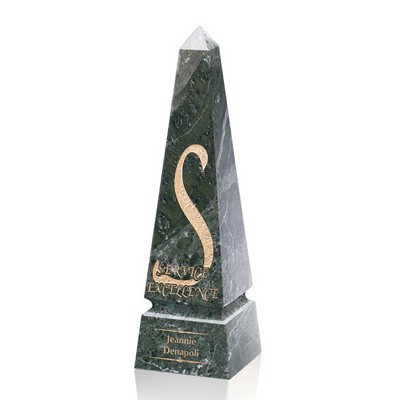 Groove Marble Obelisk - Green 12"