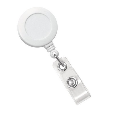 Custom Round Plastic Clip-On Badge Reel (White)