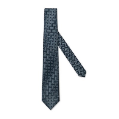 Poly Woven Necktie - Greek Key Slate Blue