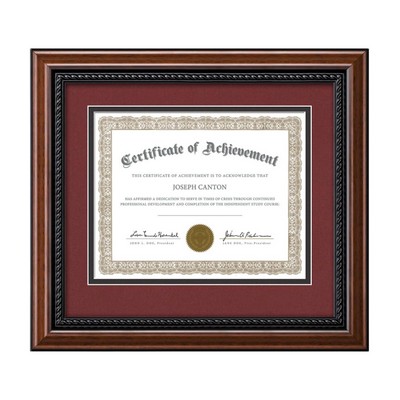 Weyden Certificate Frame - Walnut/Crimson 8½"x11"