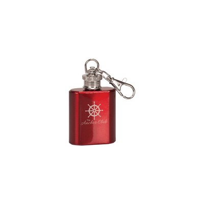 1oz Red Stainless Steel Flask Keychain