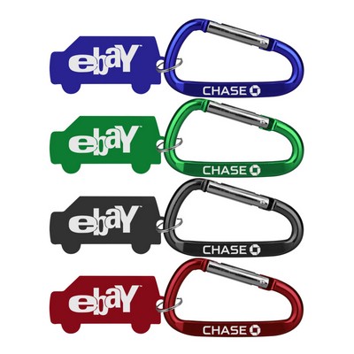 Car Shaped Aluminum Key Holder & Dog Tag w/7 Cm Carabiner