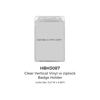 Clear Vertical Vinyl w/Ziplock Badge Holder (2.61" x 4.68")