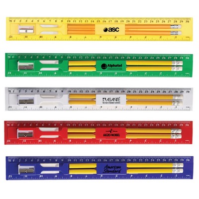 12 Inch Plastic Ruler Stationery Kit with Pencil