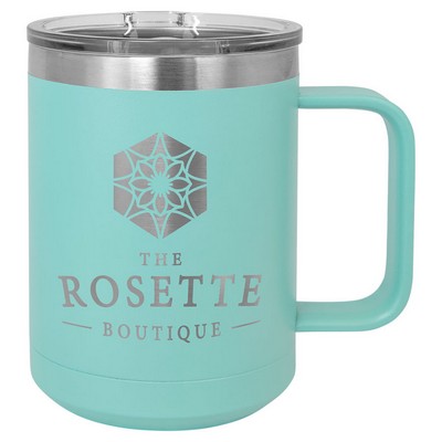 15 Oz. Stainless Steel Coffee Mug - Teal Blue