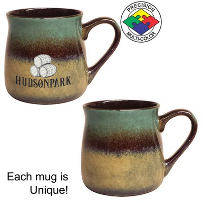 26 Oz. Blue Green/Blue/Tan Reaction Glaze Tavern Mug - Dishwasher Resistant - Precision Spot Color