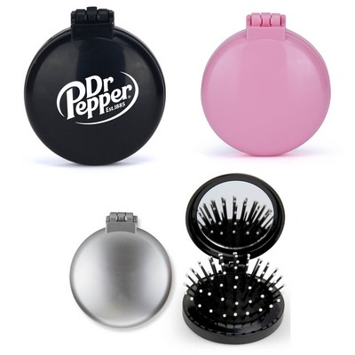 Compact Hair Brush w/Mirror