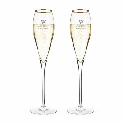 Gold-Rimmed Crystal Champagne Flutes by Viski®