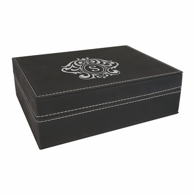 8" x 6 3/8" Black/Silver Leatherette Premium Gift Box