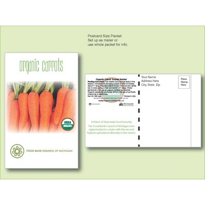 Organic Carrot 'Scarlet Nantes' Seed Packet - Postcard Mailer Size (4" x 6.5")