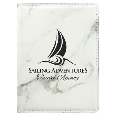 White Marble Laserable Leatherette Passport Holder, 4-1/4" x 5-1/2"