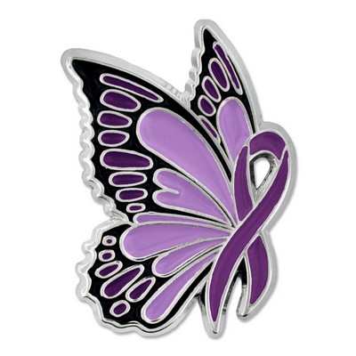 Purple Ribbon Butterfly Pin