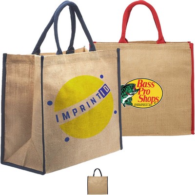 Laminated Eco Friendly Jute Bags W/ Gusset (15" x 14" x7")