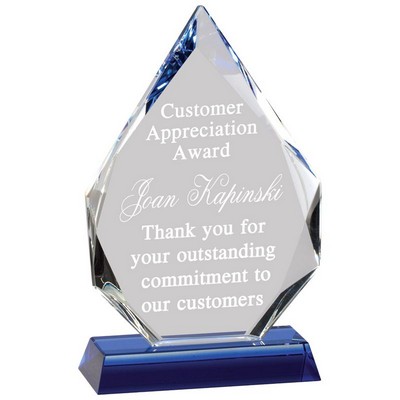 Optical Arrowhead Crystal Award w/Blue Base (7½" x 4¾")