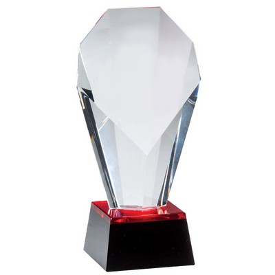 Optical Crystal Slanted Tower Award w/Black Base (7½" x 3")