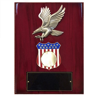 Eagle & American Shield Plaque w/2" US Military Insert (9" x 12")