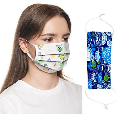 2 Layer Cotton Face Mask w/ Full Color Imprint & Adjuster