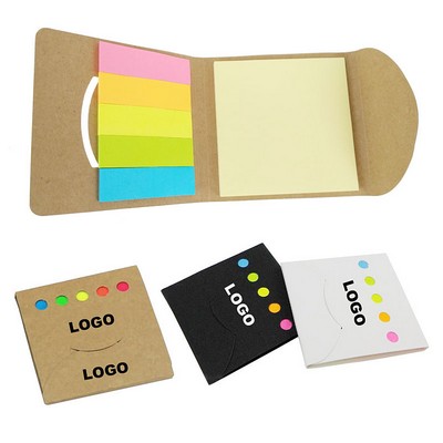 Sticky Notes & Colorful Flags In Pocket Case Made Of Kraft Paper