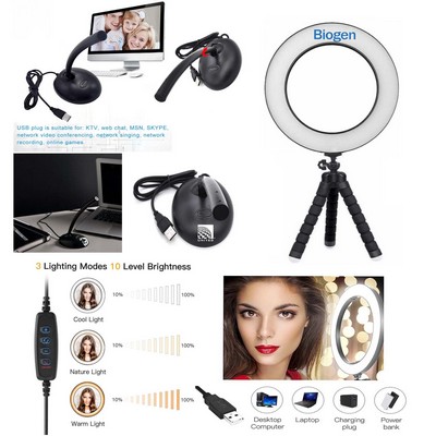 Kidder 8" Ring Light + USB Microphone for Chat, Skype, Desktop, Laptop Mic