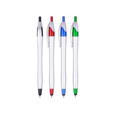 Retractable Silver Barrel Stylus Pen